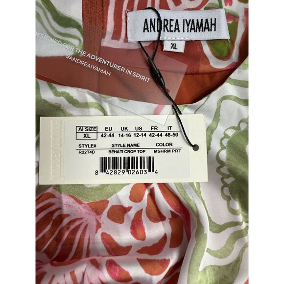 Andrea Iyamah Behati Crop Top Coral Green Balloon‎ Sleeves - Picture 6 of 12